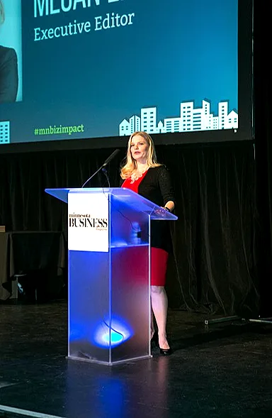 Megan emceeing the Minnesota Business Manufacturing Awards